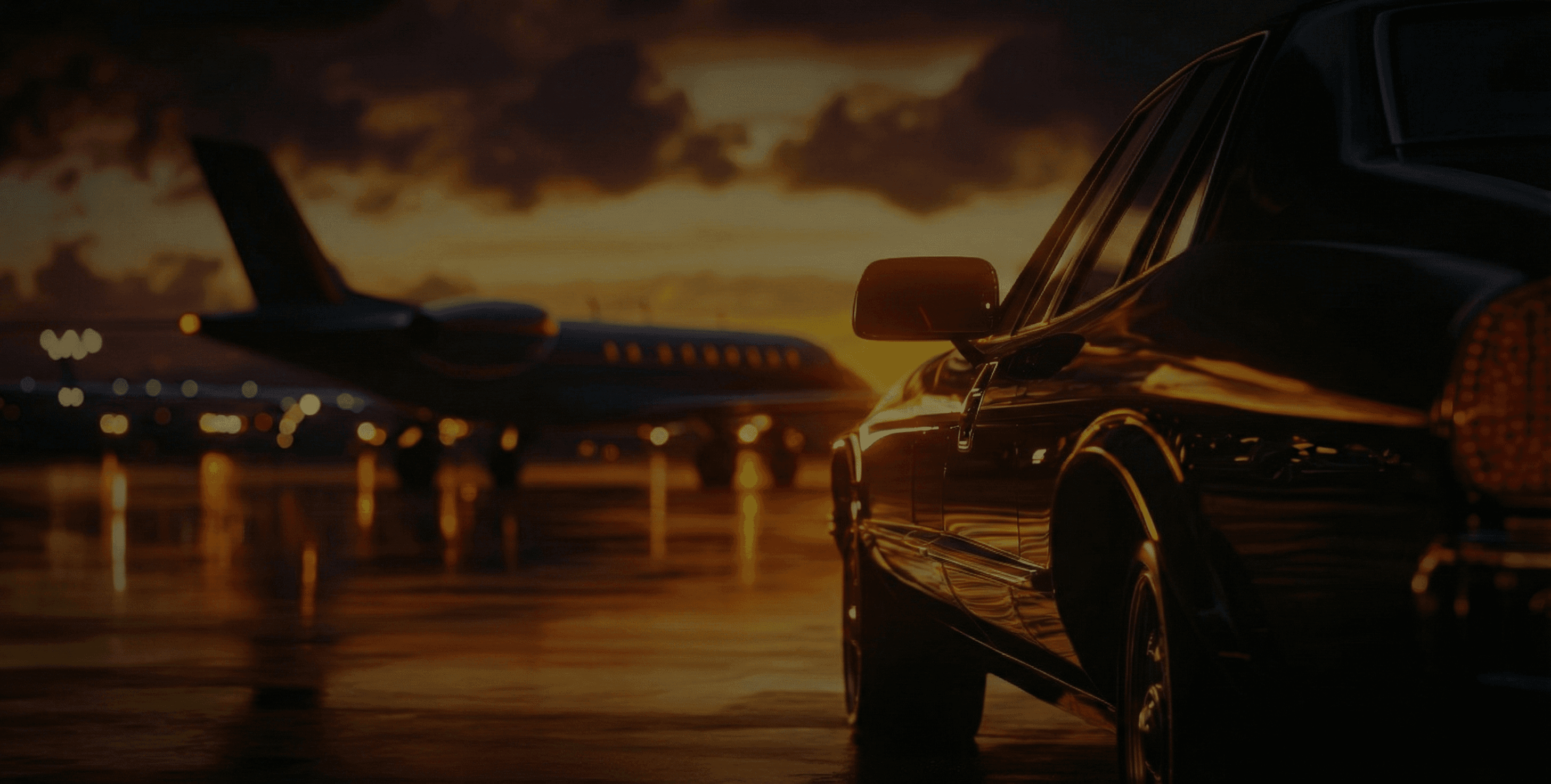 Airport transfer and chauffeured service with luxury vehicle at the airport